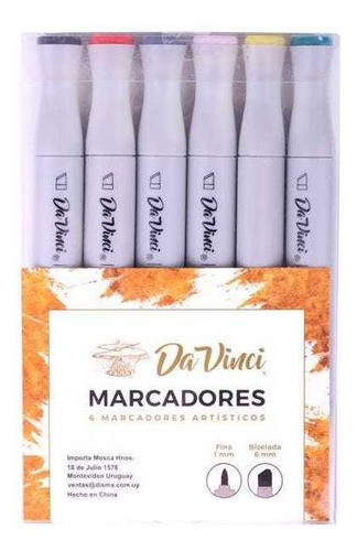 Marcador Da Vinci Pack X 6 Colores Brillantes - Mosca 0