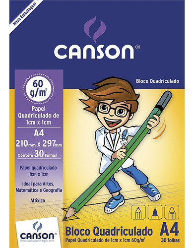 Bloco Quadriculado 1cm X 1cm A4 60g 30fls Canson 0