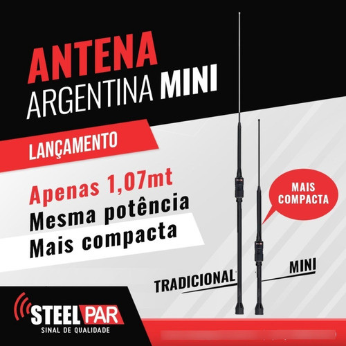 Antena Argentina Px Steelpar Black Mini 1,07cm Rp-2026 1