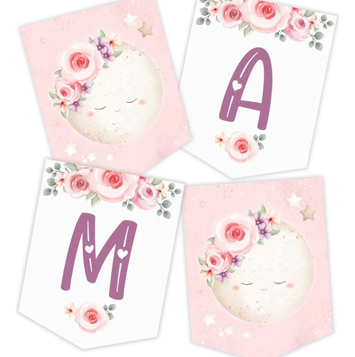Kit Imprimible Decoracion Candy Bar Luna Texto Editable 0