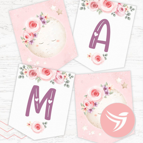 Kit Imprimible Decoracion Candy Bar Luna Texto Editable 1