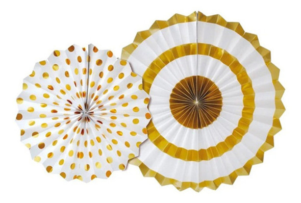 Leque De Papel Composê Branco E Ouro - 02 Unidades 0 Leque De Papel Composê Branco E Ouro - 02 Unidades 0