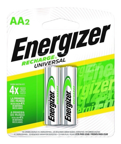 2 X Pilas Recargables Aa Energizer Nimh 2000 Mah San Martin 0