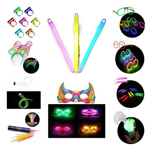 Combo De Cotillon Neon Glow Quimico Para 100 Personas 1