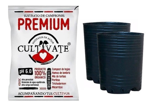 Sustrato Cultivate Premium 25lt Maceta 10 Lt Soplada 2u Grow 0