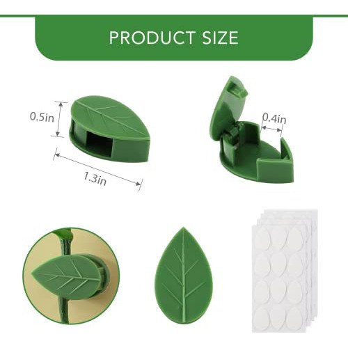 40 Clips De Pared Adhesivos Para Plantas Forma De Hojas 1