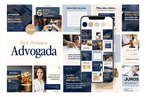 Pack Template Sofisticado Instagram Canva Advocacia Jurídico 1