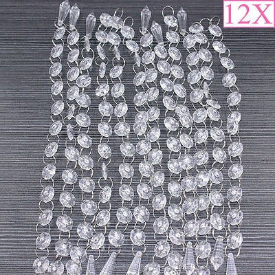 12 Boda Hilos Acrílico Diamante Perla De Cristal Lámpara Col 1