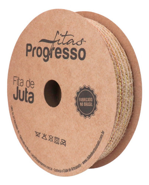 Fita De Juta Especial Com Fio Lurex Dourado -  10 M X 20 Mm 1