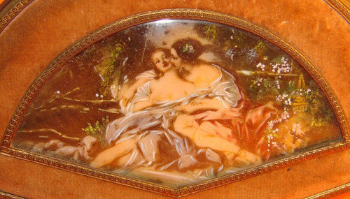 Pintura Miniatura / Marco Abanico / Mujeres / Firmada # 1288 0