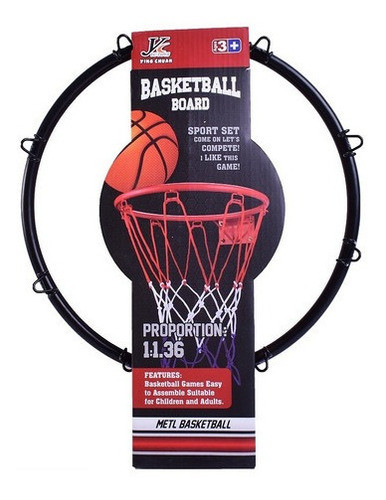 Aro De Basquet Metalico Con Red Mas Pelota E Inflador 0