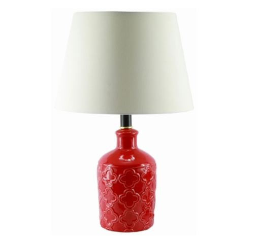 Lámparas De Mesa De 19  Cerámica Roja Flor Florero Acabado 1