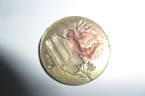Antigua Placa Metal Dorado Medalla Libro Lampara 1