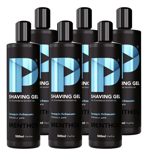 Shaving Gel De Barbear Play Barber 500g Mentol Pacote 6 Unid 0