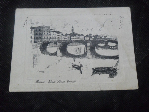 Firenze Ponte Santa Trinita Bridge Gino Innocenti Estampilla 0
