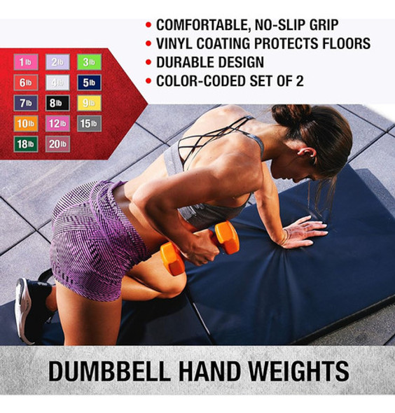 ~? Spri Dumbbells Hand Weights Set Of 2 - 4 Lb Vinyl Coated 1
