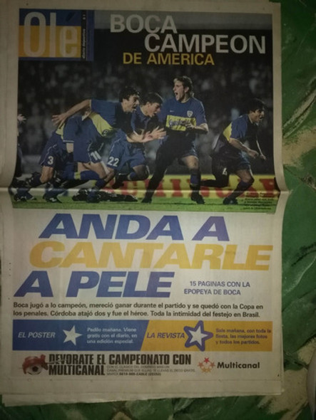 Diario ** Ole ** Boca Campeon De America Año 2000 0