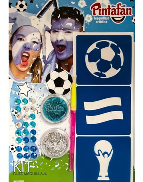 3 Maquillaje Artistico Argentina  Con Strass Futbol Mundial 0