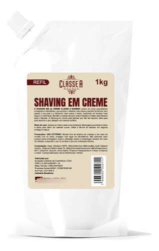 Classe A Barber Creme De Barbear Shaving Em Creme 1kg 1