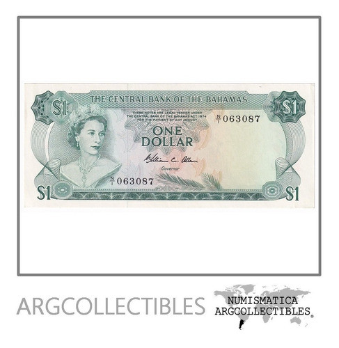 Bahamas Billete 1 Dolar Firma-w-c-allen 1974 P-35b Au 0