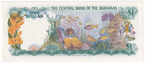 Bahamas Billete 1 Dolar Firma-w-c-allen 1974 P-35b Au 1