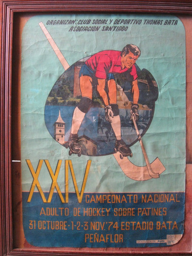 Afiche Poster,campeonato De Hockey Sobre Patines, Chile 1974 1