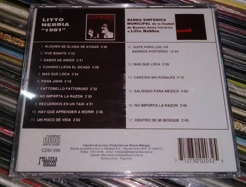 Litto Nebbia - 1981 / Sinfonica Buenos Aires Cd Nuevo  Kktus 1