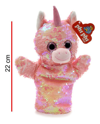 Titere De Mano Con Lentejuelas Unicornio 22 Cm Phi Phi Toys 0