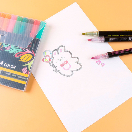 Juego De 12 Marcadores Metalizados Con Contorno Brillantina 1