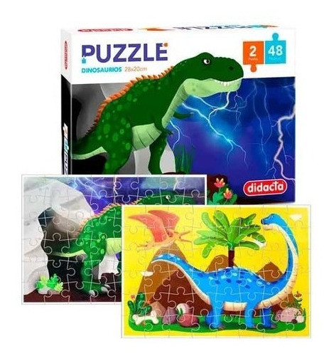 Puzzle Rompecabezas Pack X2 Didacta Dinosaurios 48pcs 1