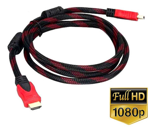 Cable Hdmi 1.5 Metros Oro Mallado Doble Filtro V1.4 Hd 3d 4k 1