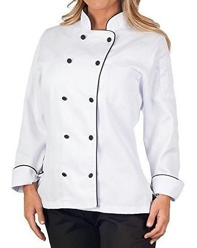 Kng Abrigo De Chef Ejecutivo Para Mujer Con Ribete Negro 0