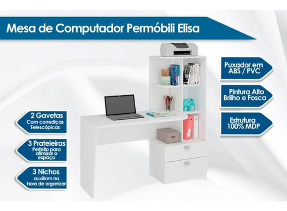 Mesa Escrivaninha Elisa 2gavs Café-permóbili 1