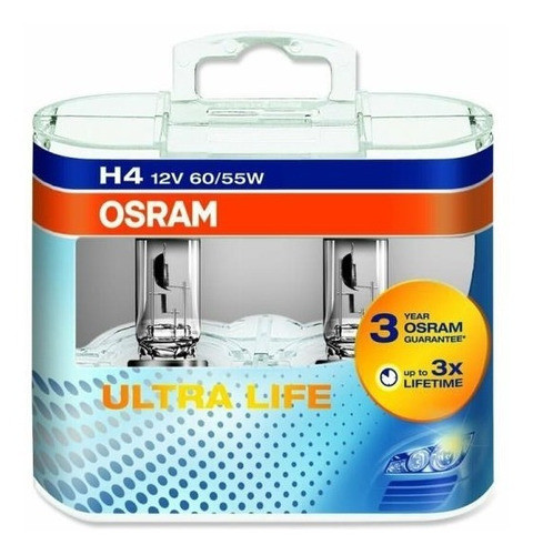 Kit X 2 - Lámparas Halógenas H4 Osram Ultralife 64193 P43t 0