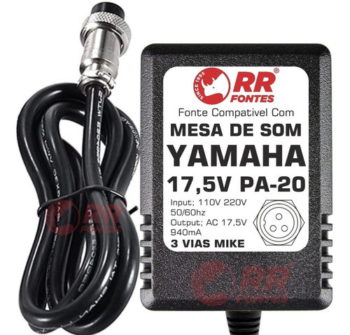 Fonte 17,5v Para Mesa Som Mixer Yamaha Mg124cx Mg12xu Mw12cx 1
