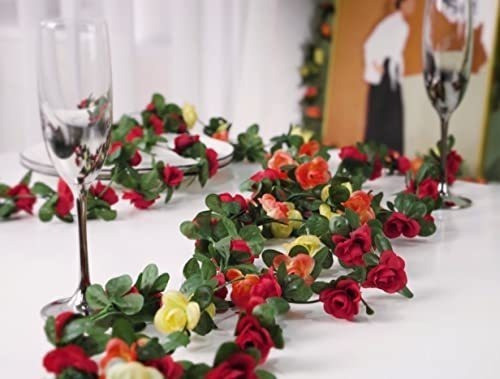 8 Guirnaldas De Flores Rojas Artificiales Con Hojas Verdes 1