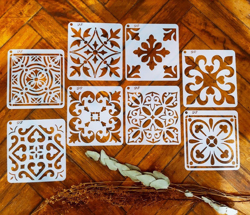 Stencil Plantilla Mosaicos 15x15 (8 Diseños) Deco Sten M04 0
