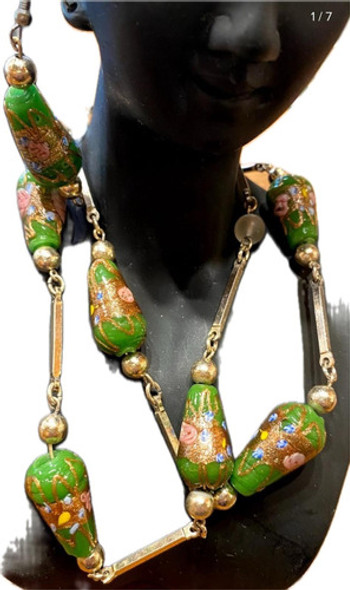 Luli Set Gargantilla Caravanas Cristal Antiguo Murano Verde 0