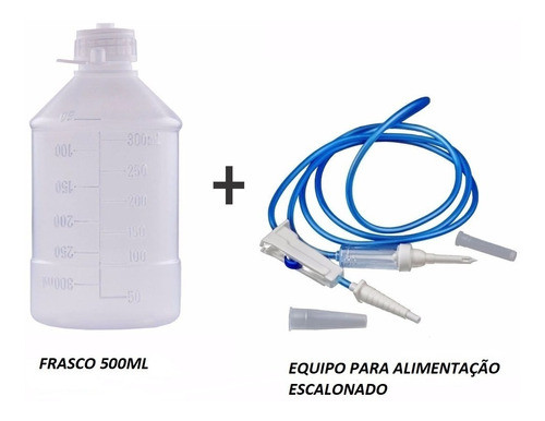 Kit Alimentação Enteral Equipo + Frasco 500ml 10 Unidades 1