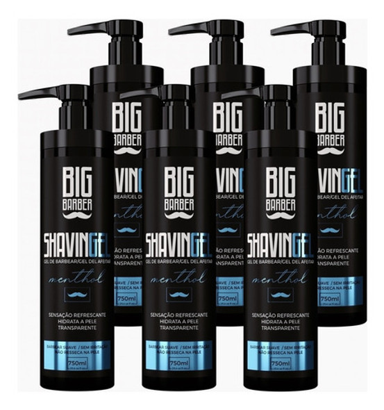 Shaving Gel De Barbear Big Barber 750ml Mentol Incolor 6 Und 0