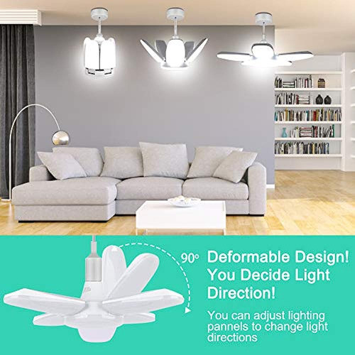 Luz Led Para Garaje, 80 W, 2 Unidades, 8000 Lm, 6500 K, E26 1