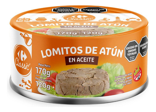 6 Lomitos Atun En Aceite Lata 170g Import Carrefour Ecuador 0