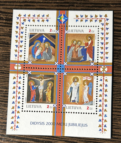 Bloque De Estampillas De Lituania 2000 Navidad 1