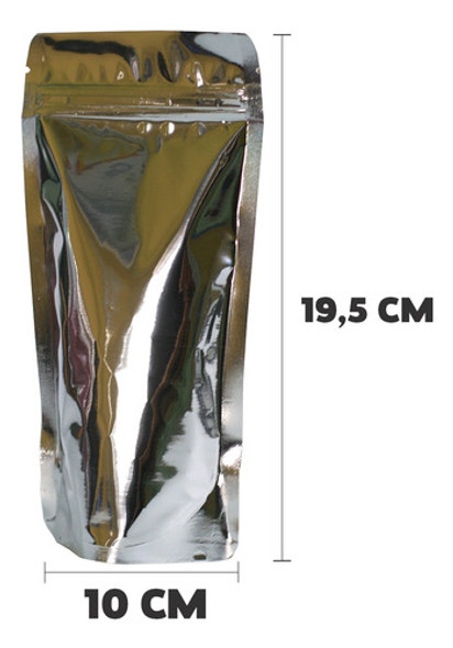 300 Saquinhos Abre Fecha Stand Up Pouch 10x19,5 Metalizado 0