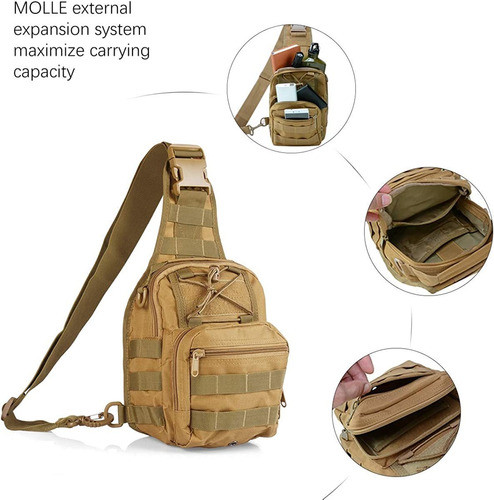 Mochila Senderismo Una Tira Khaki Edc Militar Tactica 1