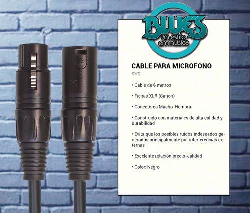 Cable Kw Kwc 120 Canon Xlr - Macho A Hembra - 6 Mts + Gtia 1