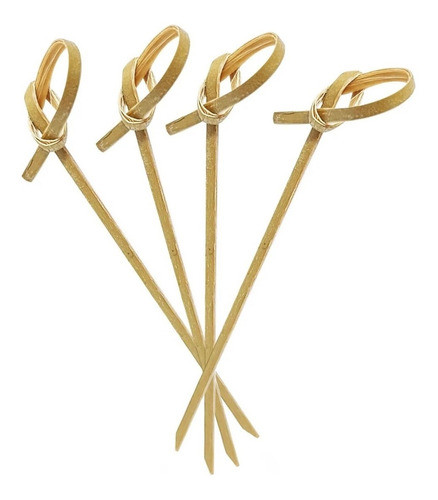 1250uni Espetos Palitos Finger Food Petisco Bambu Laço 9cm 0