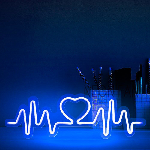 Cartel Neon Led Corazón Electro Base En Acrílico 0
