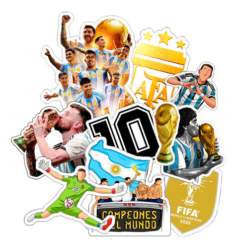 Stickers Calcos Argentina Campeon X20 Para Casco/termo/compu 0