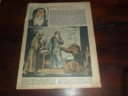 Antigua Lamina 1957 San Francisco De Paula Orden Minimos 0